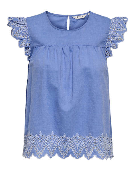 ONLY ONLTULUM EMB S/S TOP WVN