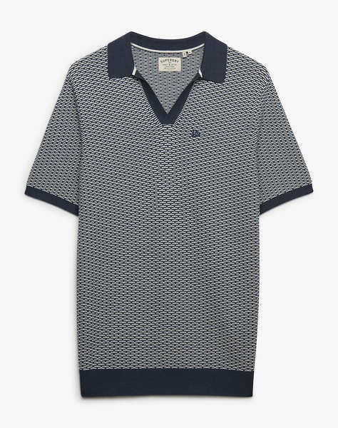 SUPERDRY D2 STUD JOHNNY COLLAR KNITTED POLO MEN''S BLOUSE
