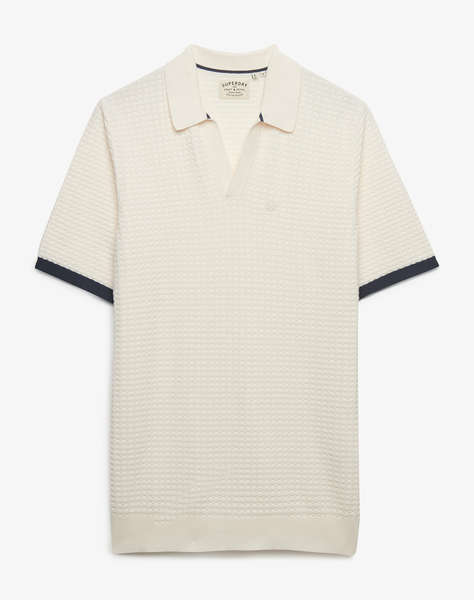 SUPERDRY D2 STUD JOHNNY COLLAR KNITTED POLO MEN''S BLOUSE