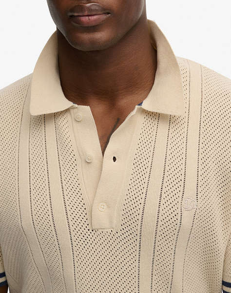 SUPERDRY D2 STUD KNITTED TEXTURE S/S POLO MEN''S BLOUSE