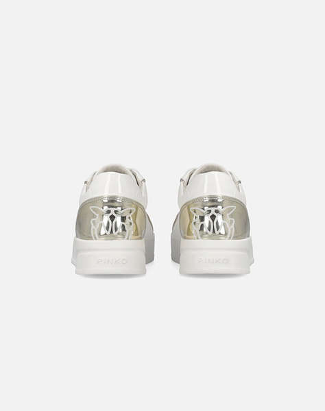 PINKO SHOES IRIS 01 - SNEAKER CALF LEATHER MILK/PLATINUM