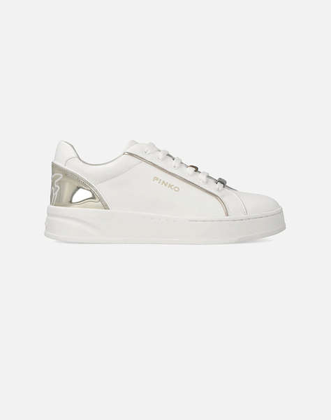 PINKO SHOES IRIS 01 - SNEAKER CALF LEATHER MILK/PLATINUM