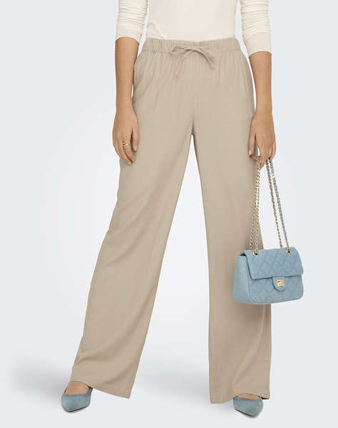 ONLY ONLGOA MW LINEN BL PULL-UP PANT CC PNT