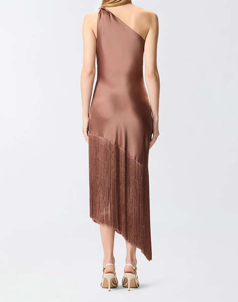 PINKO KIWI ABITO SATIN CON FRANGE