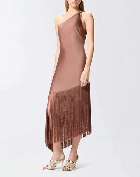 PINKO KIWI ABITO SATIN CON FRANGE