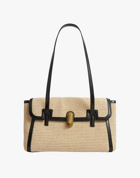TED BAKER KKYLII Twist Lock Detail Raffia Tote Bag