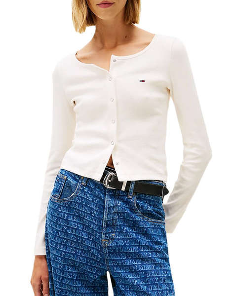 TOMMY JEANS TJW SLIM RIB SNAP BUTTON LS