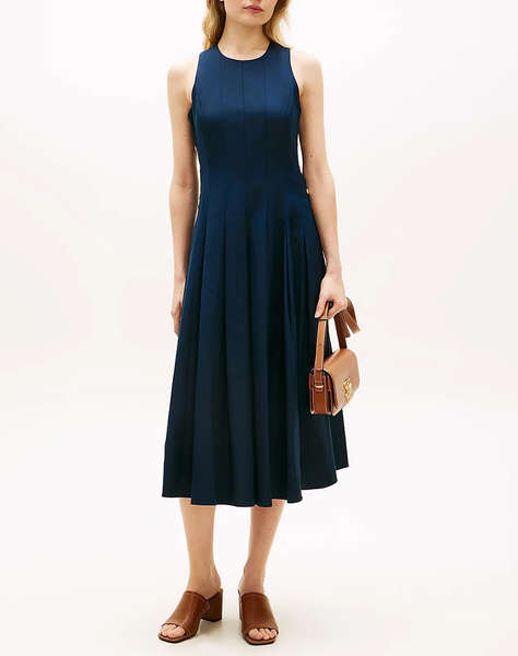 TOMMY HILFIGER LINEN BLEND HOURGLASS MIDI DRS