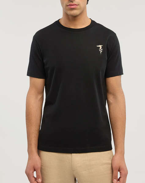 TRUSSARDI REGULAR FIT CHROMED GREYHOUND T-SHIRT