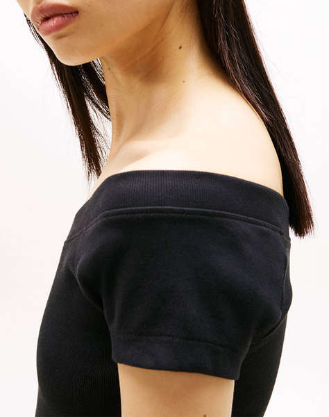 TOMMY JEANS TJW SLIM OFF SHOULDER RIB SS TOP
