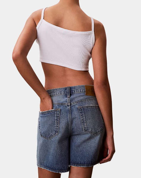 CALVIN KLEIN JEANS SL WOVEN LABEL 2X2 BABY RIB CROP