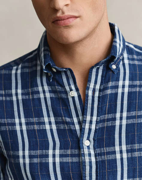 GANT РИЗА ММ REG COTTON LINEN INDIGO CHK SHIRT REG COTTON LINEN INDIGO CHK SHIRT