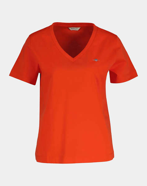 GANT БЛУЗА KMREG SHIELD SS V-NECK T-SHIRT.