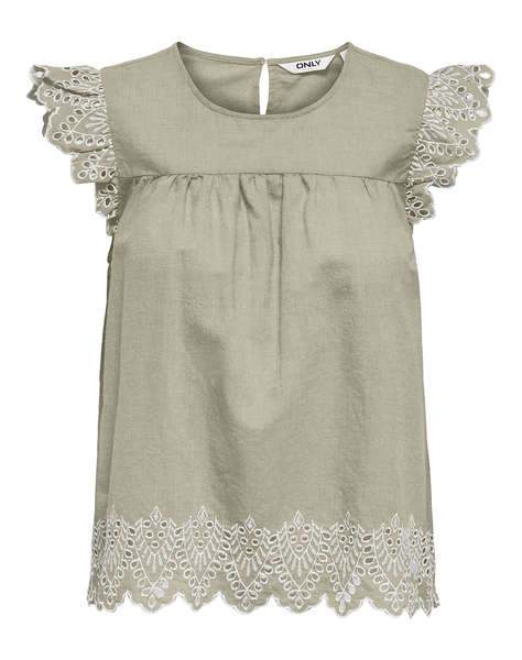 ONLY ONLTULUM EMB S/S TOP WVN