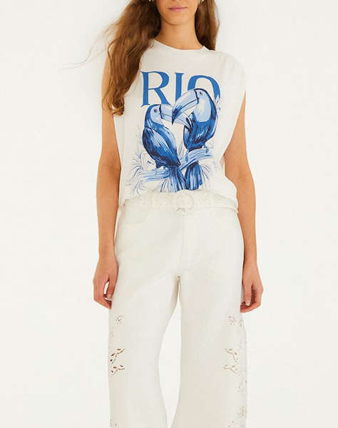 FARM RIO TOUCAN RIO SHOULDER PADS TANK TOP-OFF-WHITE