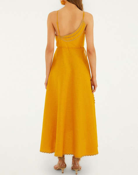 FARM RIO YELLOW BANANAS MAXI WRAP DRESS-YELLOW