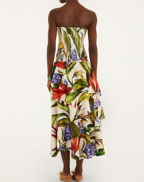 FARM RIO FLORART SAND STRAPLESS MAXI DRESS-FLORART SAND