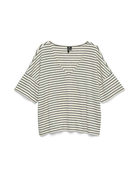VERO MODA VMHOLLI 2/4 V-NECK LOOSE TOP JRS