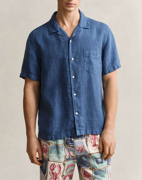 GANT РИЗА KM REG GMNT DYED LINEN SS CAMP SHIRT