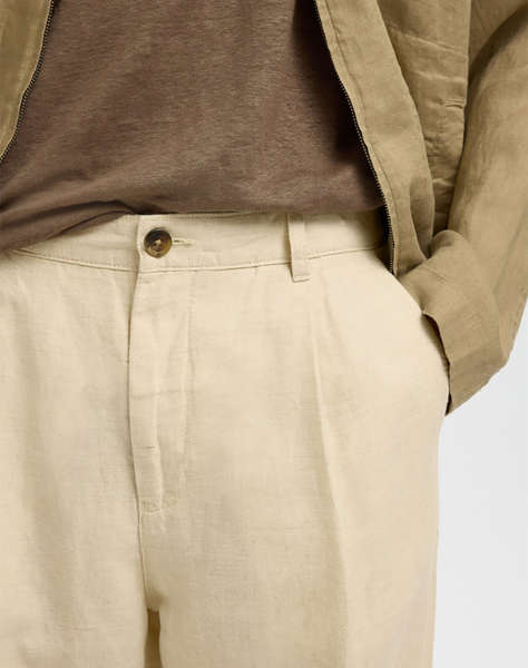 SELECTED SLH180-RELAXED CROP RON LINEN BLEND PANT