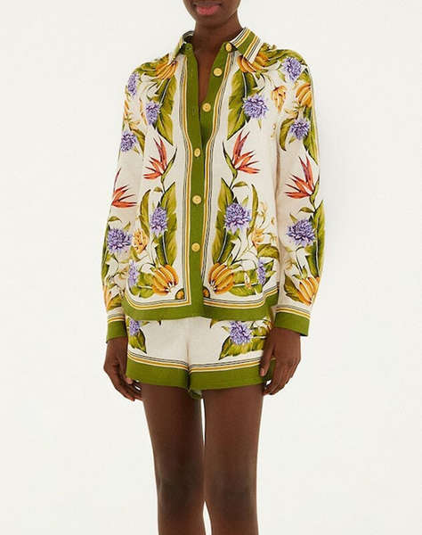 FARM RIO TROPICAL SCARF SAND SHIRT-TROPICAL SCARF SAND