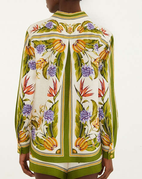 FARM RIO TROPICAL SCARF SAND SHIRT-TROPICAL SCARF SAND