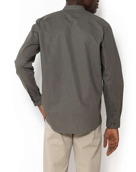 THE BOSTONIANS COTTON LINEN SHIRT CUSTOM FIT Plain COTTONLINEN Mao CustomFit