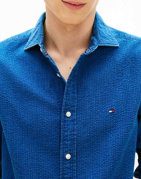 TOMMY HILFIGER OVD INDIGO SEERSUCKER SHIRT