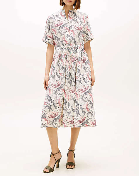 TOMMY HILFIGER ESS LINEN MIDI SS SHIRT DRESS