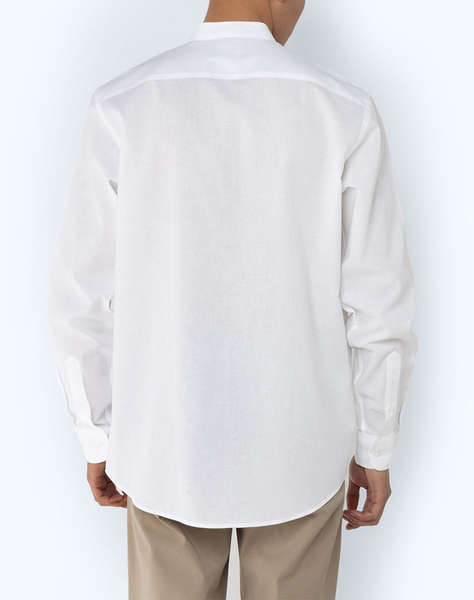 THE BOSTONIANS COTTON LINEN SHIRT CUSTOM FIT Plain COTTONLINEN Mao CustomFit