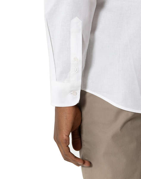 THE BOSTONIANS COTTON LINEN SHIRT CUSTOM FIT Plain COTTONLINEN Mao CustomFit
