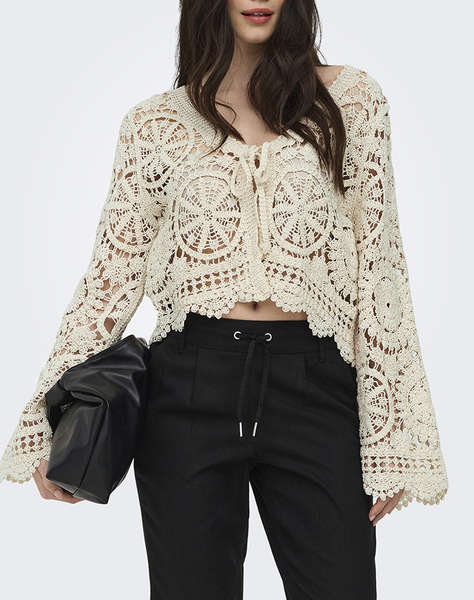 ONLY ONLWATERLY LS CROCHET TIE CARDIGAN KNT