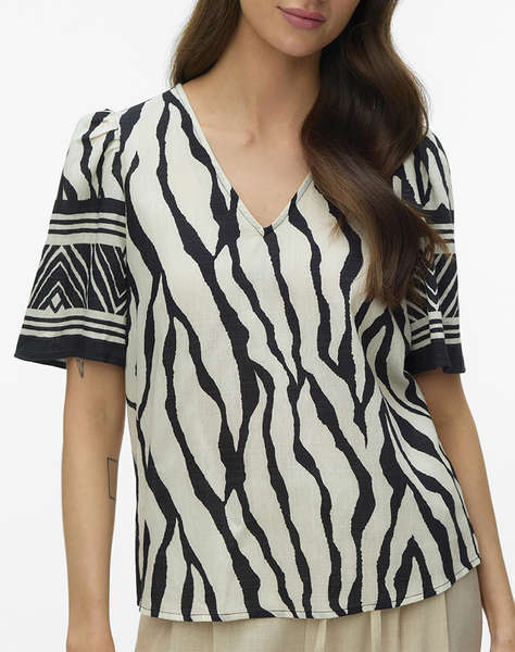 VERO MODA VMKAMILLE 2/4 V-NECK TOP WVN BTQ BE