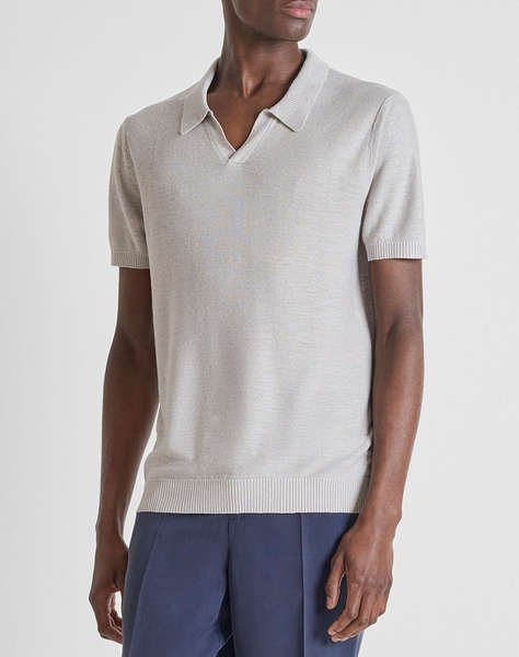ANTONY MORATO MMSW01603YA500067 MIN OF 6 SWEATER REGULAR FIT IN LINEN BLEND SOFT YARN WITH LOGOED METAL BADGE MEN''S