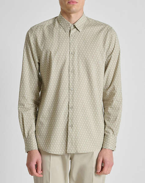 ANTONY MORATO MMSL00804FA430662 MIN OF 6 SHIRT NAPOLI REGULAR FITIN PRINTED COTTON VISCOSE BLEND FABRIC WITH LOGOED METAL BADGE MEN''S SHIRT