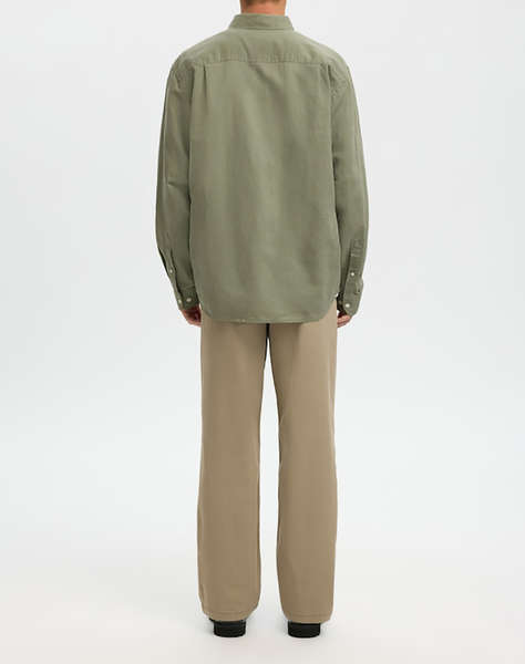 SELECTED SLMREGCLAUS CLAY LINENBLEND LS SHT NOOS