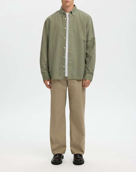 SELECTED SLMREGCLAUS CLAY LINENBLEND LS SHT NOOS
