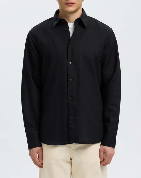 SELECTED SLMREGCLAUS CLAY LINENBLEND LS SHT NOOS