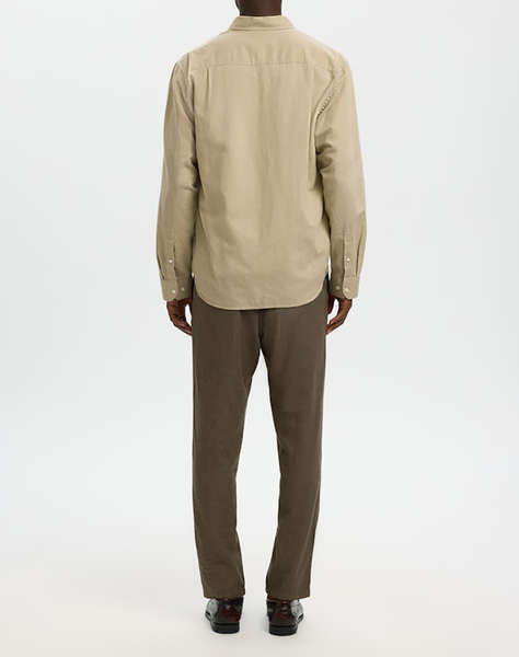 SELECTED SLMREGCLAUS CLAY LINENBLEND LS SHT NOOS