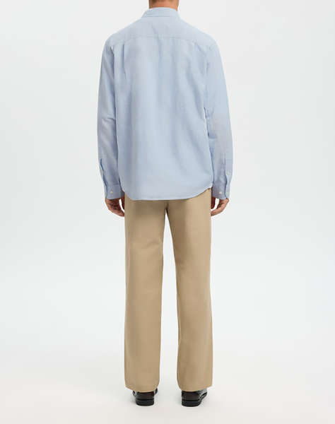 SELECTED SLMREGCLAUS CLAY LINENBLEND LS SHT NOOS