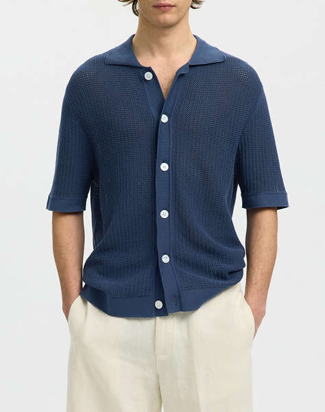 SEL SLHSHANE SS OPEN STRUC POLO CARDIGAN