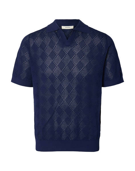 SELECTED SLHARCO SS KNIT STRUCTURE OPEN POLO