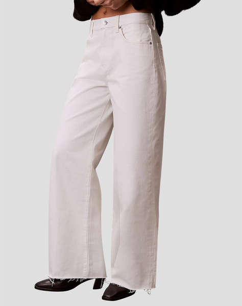 CALVIN KLEIN JEANS THE WIDE LEG RAW HEM CHALK WHITE