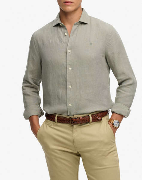SUPERDRY  D2 STUD RIVIERA L/S LINEN SHIRT MEN''S SHIRT