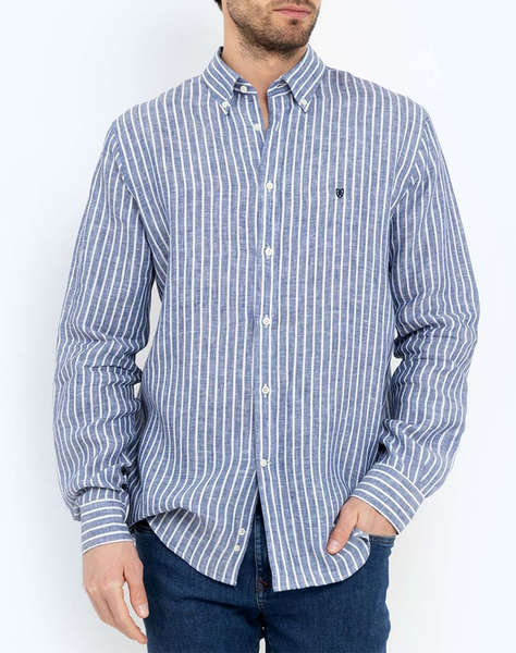 THE BOSTONIANS SHIRT ACORN LINENREGULAR FIT Stripe LINEN Button-down Regular Fit