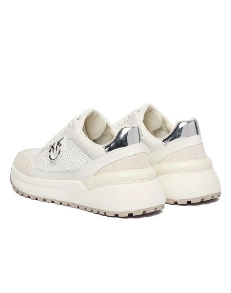 PINKO SHOES GEM 15 - SNEAKER COW SUEDE/PERFORATED WHITE