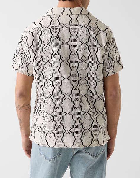 GUESS CARTER GEO CROCHET RESORT SS S MEN''S SHIRT