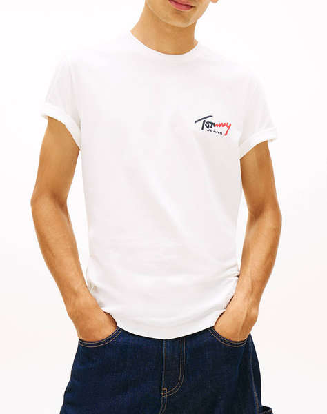 TOMMY JEANS TJM SLIM SIGN CHEST SS TEE EXT NEW