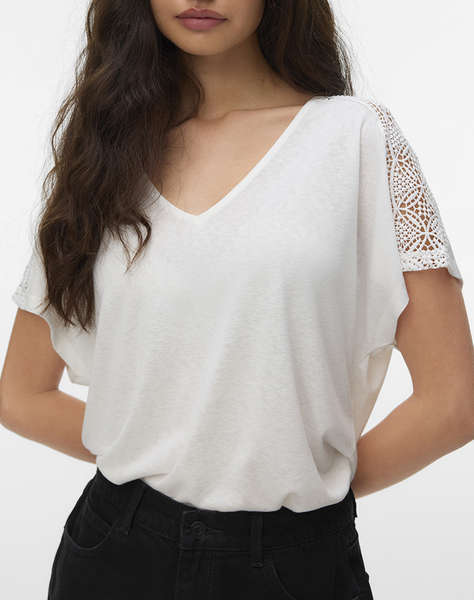 VERO MODA VMKELIA S/S V-NECK TOP JRS BTQ