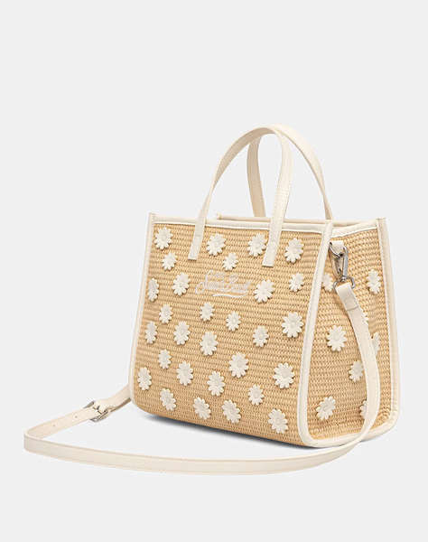 MC2 VIVIAN MID STRAW-HANDBAG WITH STRAP-DAISY MINI PATCH 10 EMB